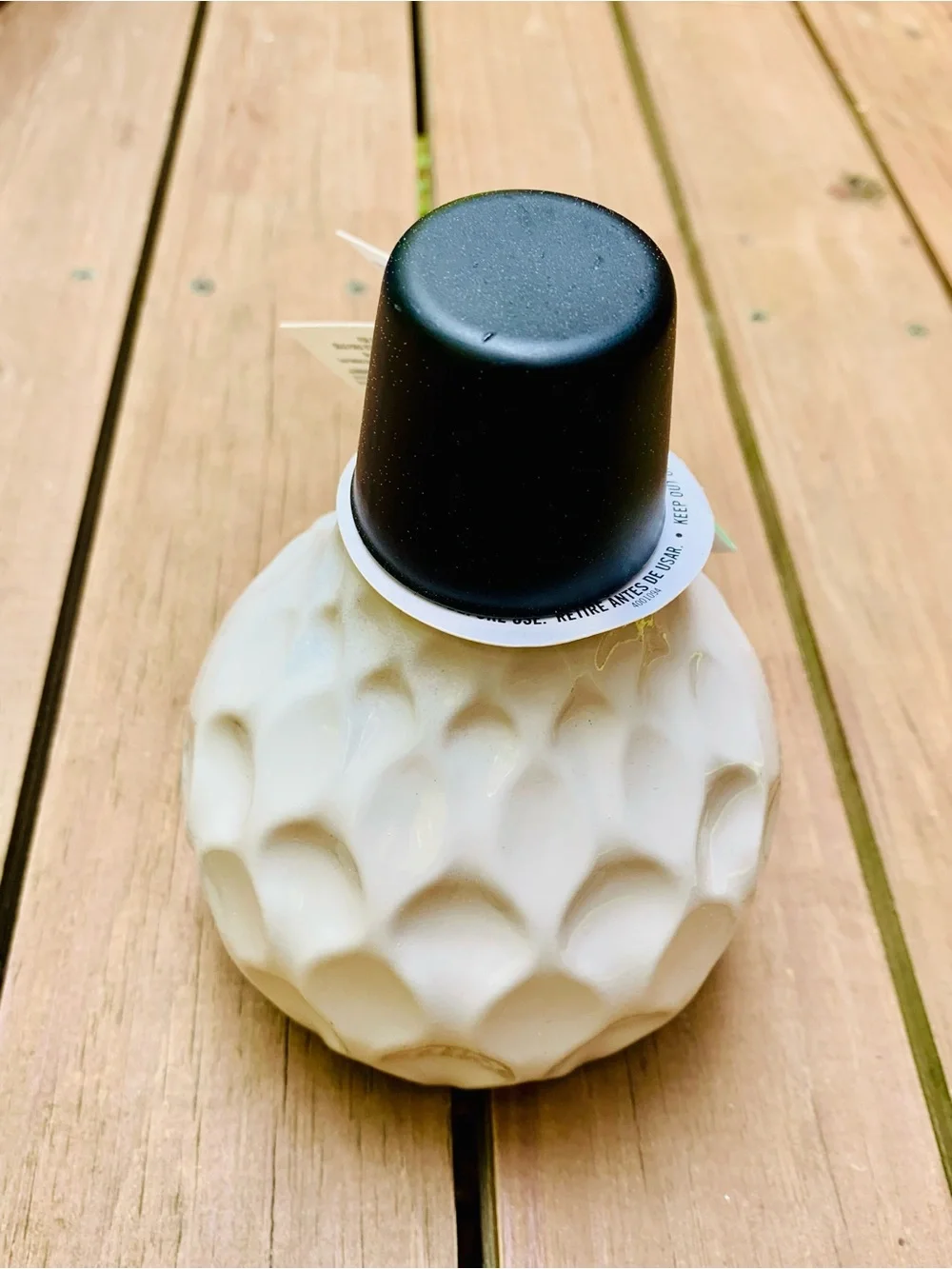 Tiki Table Torch - Cream Textured Ceramic with Black Cap